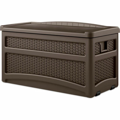 Best Pirce 😉 Suncast DBW7500 Outdoor Deck Box with Seat and Rollers 73 Gallon 46"L x 23-5/8"W x 25-1/2"H Mocha 😉 2 Best Pirce 😉 Suncast DBW7500 Outdoor Deck Box with Seat and Rollers 73 Gallon 46"L x 23-5/8"W x 25-1/2"H Mocha 😉 - Image 2